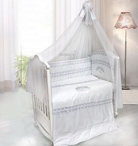 Комплект постельных принадлежностей – Инфанта, 7 предметов, цвет - белый (Bombus, 1451)